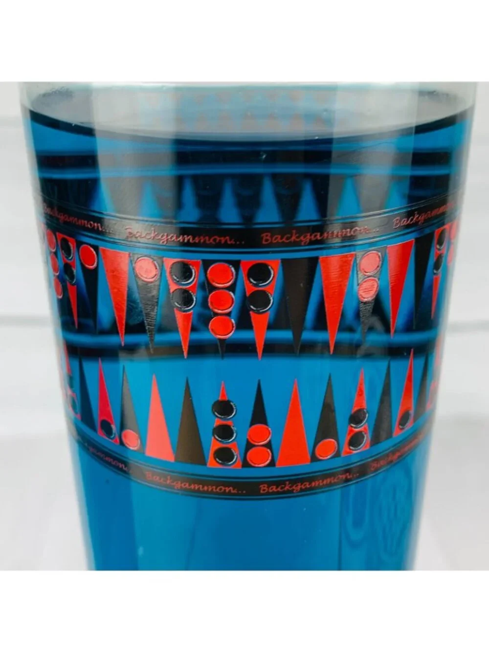 Home Essential CLASSIC GAMES Style 1916 Black Red Motif Highball Glasses Set 6